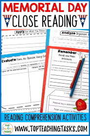 Memorial Day Close Reading Reading Comprehension Reading Comprehension Passages Comprehension Passage