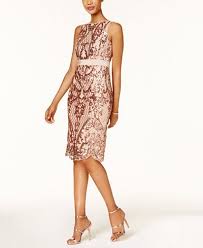 Adrianna Papell Sequined Mesh Cocktail Dress Mesh Cocktail Dress Cocktail Dress Wedding Summer Rose Gold Cocktail Dress