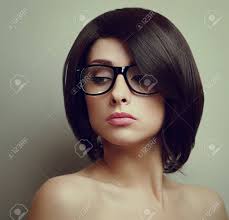 Just make sure you have a styling wax on hand to separate and define the shortest layers. Sexy Beautiful Woman With Short Hair In Glasses Closeup Vintage Stock Photo Picture And Royalty Free Image Image 27396688