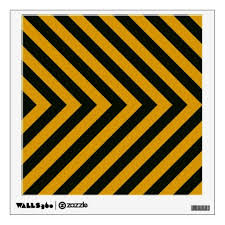 Black And White Strips Design Chevron Yellow Black Hazard Stripes Wall Sticker Zazzle Com In 2020 Striped Walls Yellow Black Wall Paint Designs