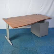 Walnut 1600x800 Wave Desk Pedestal Used Office Furniture For Sale Uk Office Furniture Sale Used Office Furniture Furniture Offers