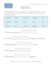 1st Grade Adjectives In Sentences Worksheet Verb Worksheets Adjectives Nouns Verbs Adjectives