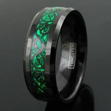 Black And Green Wedding Band Black Tungsten Ring Custom Men S Tungsten Ring Green Carbon Fiber Celtic Dragon Wedding Band Black Tungsten Mens Rings Tungsten Mens Rings Black Tungsten Rings