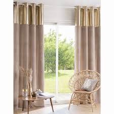 Rideau A œillets Dore Et Marron A L Unite 140x250 Maisons Du Monde Rideaux Maison Du Monde Deco Chambre Marron Rideaux Oeillets