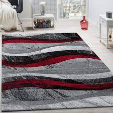 Rotes sofa kombinieren rote couch rote wohnzimmer. Designer Teppich Modern Kurzflor Wellen Optik Abstrakt Grau Schwarz Rot Ebay