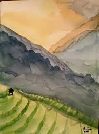 Rice Field Terrace In Vietnam Watercolor By Noot Watercolor Watercolor Portrait Tutorial Farm Art