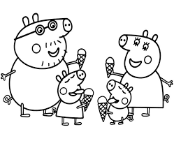 Little brother george, beloved mummy pig, wise daddy pig, … Peppa Pig Family With Ice Cream Coloring Page Free Printable Coloring Pages For Kids