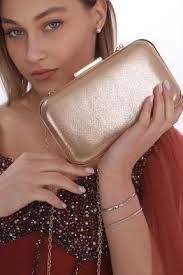 womenacs Kadın Rose Renk Sıvama Abiye Clutch Portföy Çanta