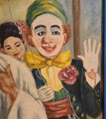 Vintage Clowns Mime OIL PAINTING