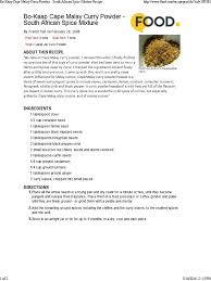 Maybe you would like to learn more about one of these? Bo Kaap Cape Malay Curry Powder South African Spice Mixture Recipe Food Pdf