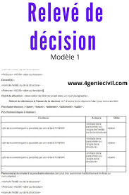 Releve De Decision Modele Word 1 En 2020 Modele De Planning Modele Word Modele De Contrat