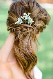 Boho Woven Side Swept Wavy Hair With Baby S Breath Bridesmaid Hair Hair Styles Bridesmaid Hair Side