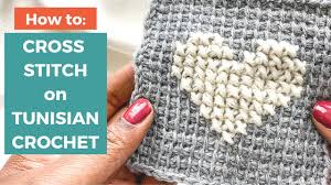 An easy crochet afghan that is designed using the. Tl Yarn Crafts How To Cross Stitch On Tunisian Crochet Embroider The Afghan Stitch Tl Yarn Crafts