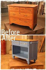 I have a couple of old dressers in storage just waiting for their new purpose. Cabinet Transformed Into A Kitchen Island Sawdust 2 Stitches Furniture Makeover Flipping Furniture Repurposed Furniture
