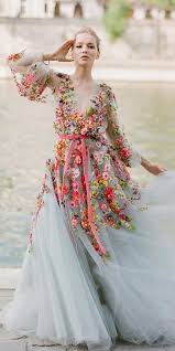 36 Pretty Floral Wedding Dresses For Brides Wedding Forward Floral Wedding Dress Flower Dresses Casual Wedding Dress