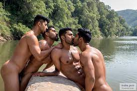 iMake.porn - (three Indian men) (muscular) (naked) (riverside) (kissing)