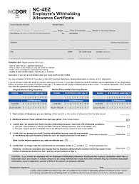 Section a number of withholding allowances. Nc Dor Nc 4 Ez 2016 Fill Out Tax Template Online Us Legal Forms