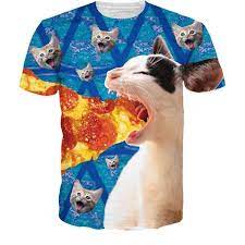 Cat Food T Shirt 43 Nzd Liked On Polyvore Featuring Tops T Shirts Cat Print T Shirt All Over Print T Shirts All Over Print Cat Shirts Food T Cat Tshirt