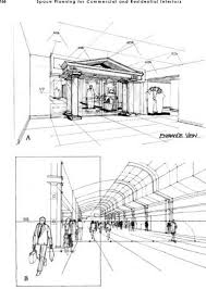 One point perspective view of living room. Perspective Drawing Interior Design Northern Architecture