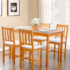 Merax 5 Piece Kitchen Dining Set Wood Dining Table With 4 Dining Chairs Dinette Tables Dining Table In Kitchen 4 Dining Chairs