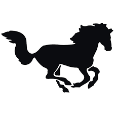 Running horse schwarzen und weißen vektor umriss und silhouette. Galoppierendes Pferd Wandtattoo