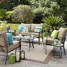 Garden Oasis Harrison 4 Piece Cushion Seating Set Tan Outdoor Seating Set Patio Decor Patio Furniture Replacement Cushions