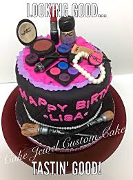 This 16th birthday cake was ordered by a loving mom for her daughter stephanie. Hot Pink And Black Make Up Cake With Fondant Toppers