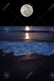 Download the perfect romantic pictures. Romantic Tropical Beach With Beautiful Full Moon Stock Photo Picture And Royalty Free Image Image 12780836