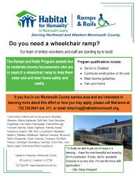 Habitat for humanity is a christian housing ministry uniting volunteers and local investors with hardworking families seeking to achieve the dream of homeownership. Habitat For Humanity Ramps And Rails Program Manalapan Township
