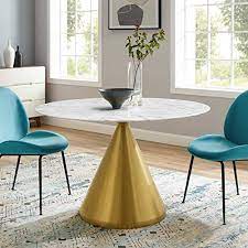 Pavilion travertine dining table model 6141 options. Buy Modway Eei 5336 Gld Whi Tupelo 47 Artificial Marble Gold White Dining Room Table 48 Inch Top Dia120x74cm Online In Turkey B08wr5tcjz