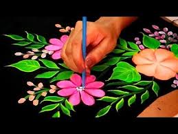 How To Paint Free Hand Corner Design Using Neon Colors Fabric Painting Corner Design Youtube Painting Corner Fabric Paint Diy Saree Painting Designs