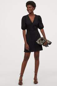 Puff-sleeved Cotton Dress - Black - Ladies Hm Us Cotton Dresses Online Fashion Cotton Dresses
