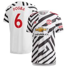 The adidas logo is printed on the right chest and team shield on the left. Manchester United Authentic Third Shirt 2020 21 With Pogba 6 Printing