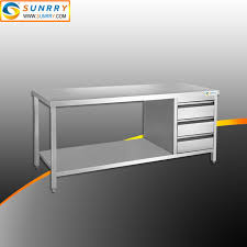 Rockpoint stainless steel table for prep & work with backsplash 48x24 inches, nsf metal commercial kitchen table with adjustable under shelf and table foot for restaurant, home and hotel. China Commercial Stainless Steel Kitchen Prep Table With Three Drawers Working Table China Stainless Steel Working Table Working Table With Drawer
