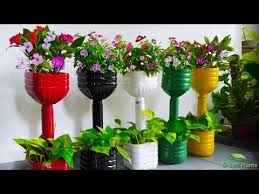 Colorful Flower Pots Making With Recycle Plastic Bottles Small Flower Garden Idea Green Plants Youtub Colorful Flower Pot Small Flower Gardens Flower Pots