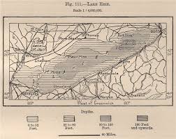 Lake Erie North America Canada 1885 Old Antique Vintage Map Plan Chart