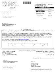 PERSONAL PROPERTY TAX BILL PERSONAL PROPERTY TAX BILL CITY OF AUBURN