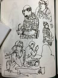 Sketching People On The Train Traffic Crossing And Coffeeshop Sketch Book Drawing People Urban Sketching