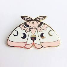 Pink Moon Moth Pin By Northernspells Enamel Lapel Pin Enamel Pins Cute Pins