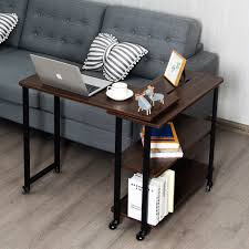 Gymax Walnut Sofa Side Table Rotating Bookcase End Table W Wheels Walmart Com In 2020 Side Table With Storage Sofa Side Table Walnut Furniture Living Room