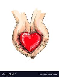 Female Hands Giving Red Heart From A Splash Of Watercolor Hand Drawn Sketch Vector Illustra Love Heart Illustration Valentines Day Drawing Heart Illustration