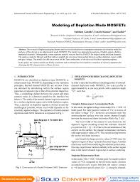 Modeling Of Depletion Mode Mosfets