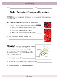 In this lab your group will be given a raw egg. Gizmo Handout Paramecium Homeostasis Osmosis Biology