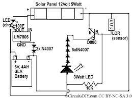 3 simple solar panelmains changeover circuits homemade. Solar To 6v Batt To Led Emergency Light Circuit Circuits Diy
