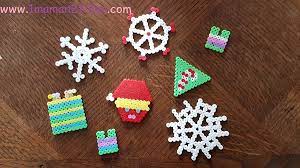 Une fois chauffées, les perles adhèrent les. Perles A Repasser Sur Le Theme De Noel Lutin Flocons