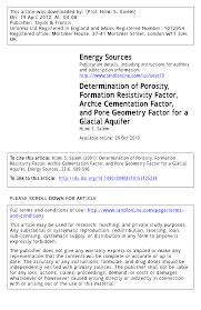 It may also be represented in percent terms by multiplying the fraction by 100. Pdf Determination Of Porosity Formation Resistivity Factor Archie Cementation Factor And Pore Geometry Factor For A Glacial Aquifer