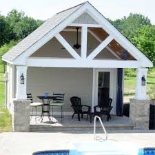 Gable Design For Extending Garage Roofline To Create Grilling Area By Pool Pool Houses Pool House Designs Backyard Pool