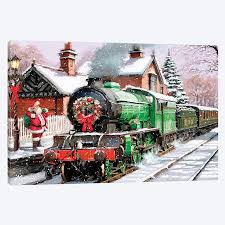 Steam Train Canvas Wall Art By The Macneil Studio Icanvas Christmas Train Train Illustration Christmas Pictures