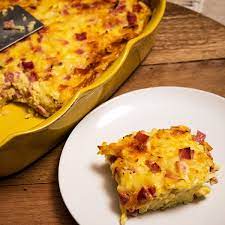 Cheesy Ham Hash Brown Egg Casserole Cheesy Ham Delicious Breakfast Recipes Breakfast Recipes
