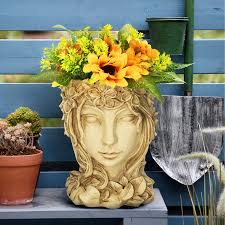 Noor de groot shared a post on instagram: Buy Fovern1 Goddess Head Design Succulents Flower Pot Lady Face Planter Pots With Drainage Hole Head Planter Pot Succulent Planter Resin Planter For Indoor Outdoor Plants Home And Garde Gold Online In Vietnam